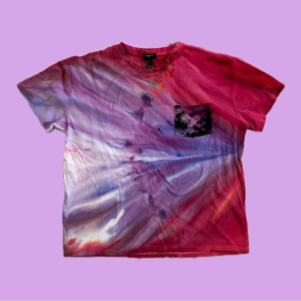 Bleed Dye Up Cycled Pocket Tee, Size Large, Forever 21